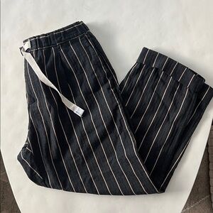 WHITE SAND MEN'S GARMANY Navy Cream Stripe Buckled Trouser Pocket Pants EU 48